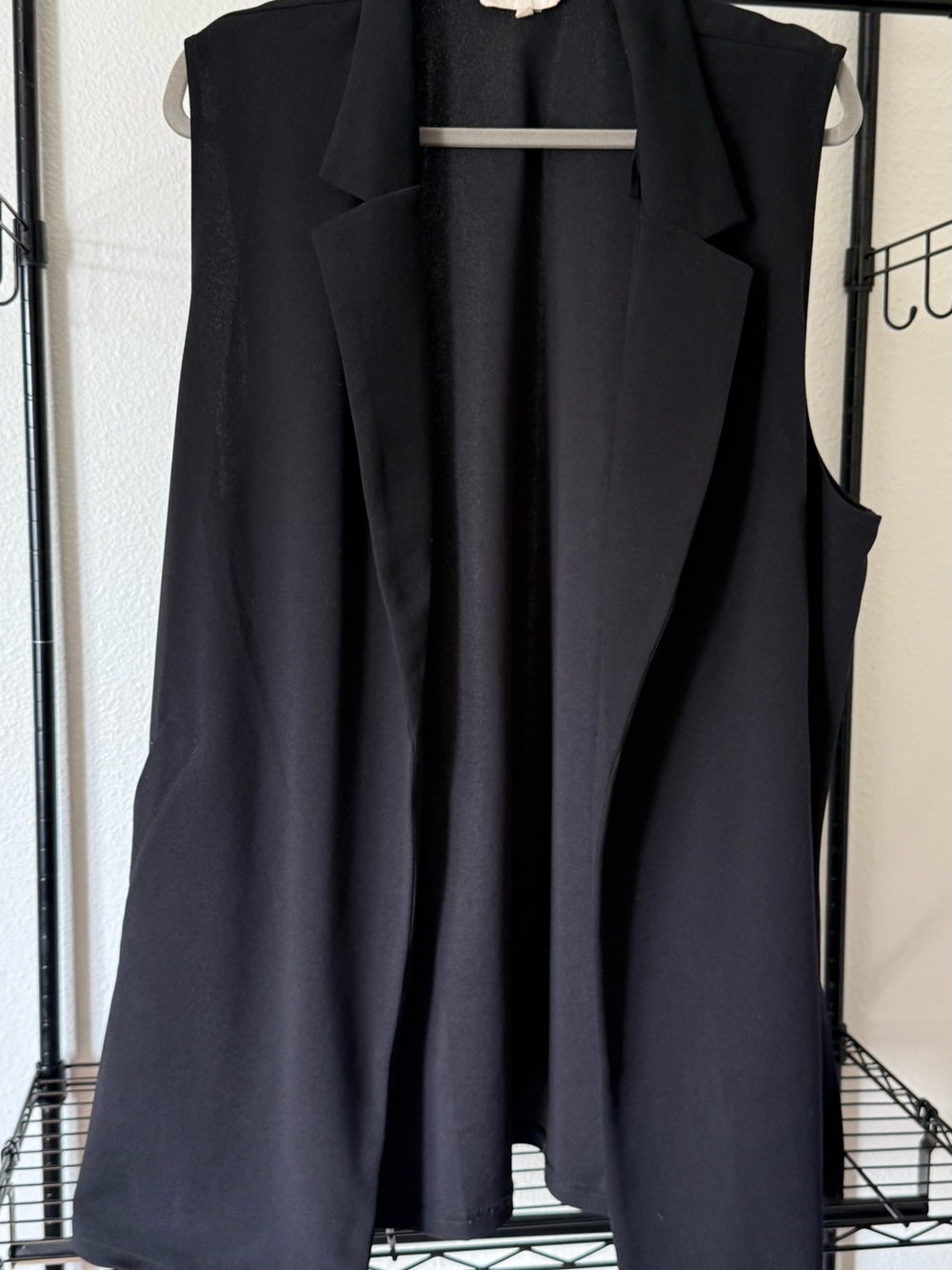 MELLODAY Black Sleeveless Open Front Long Vest